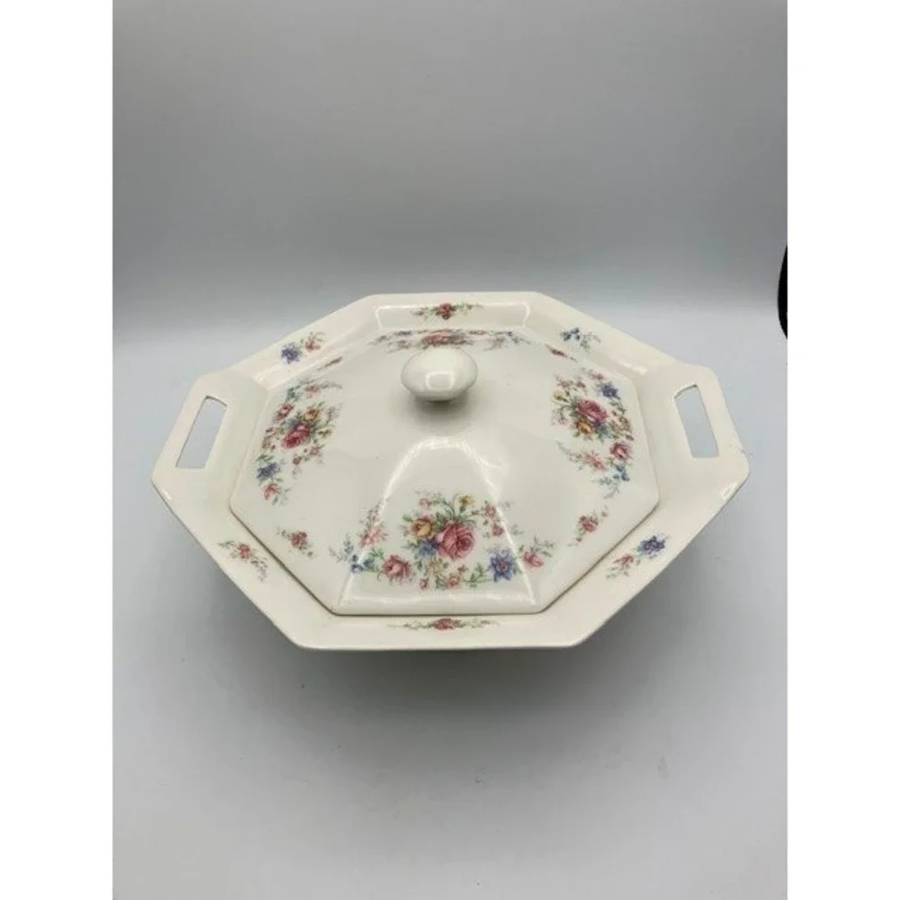 Vintage Octagon Covered‎ Serving Bowl/Handles by Theodore Haviland Fine China